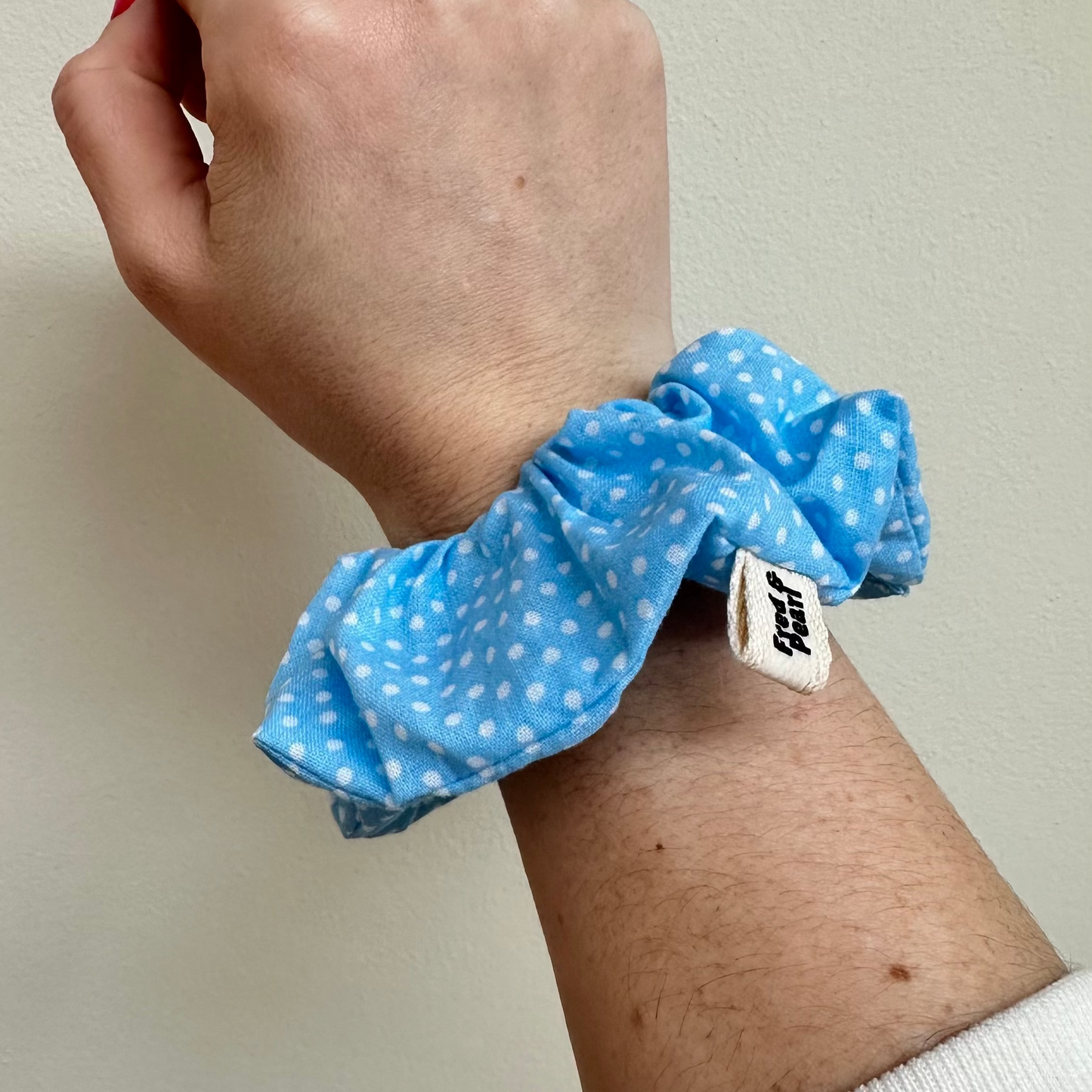 Scrunchie - Sky Blue Polka