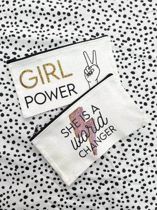 Girl Power or World Changer Zip Pouches