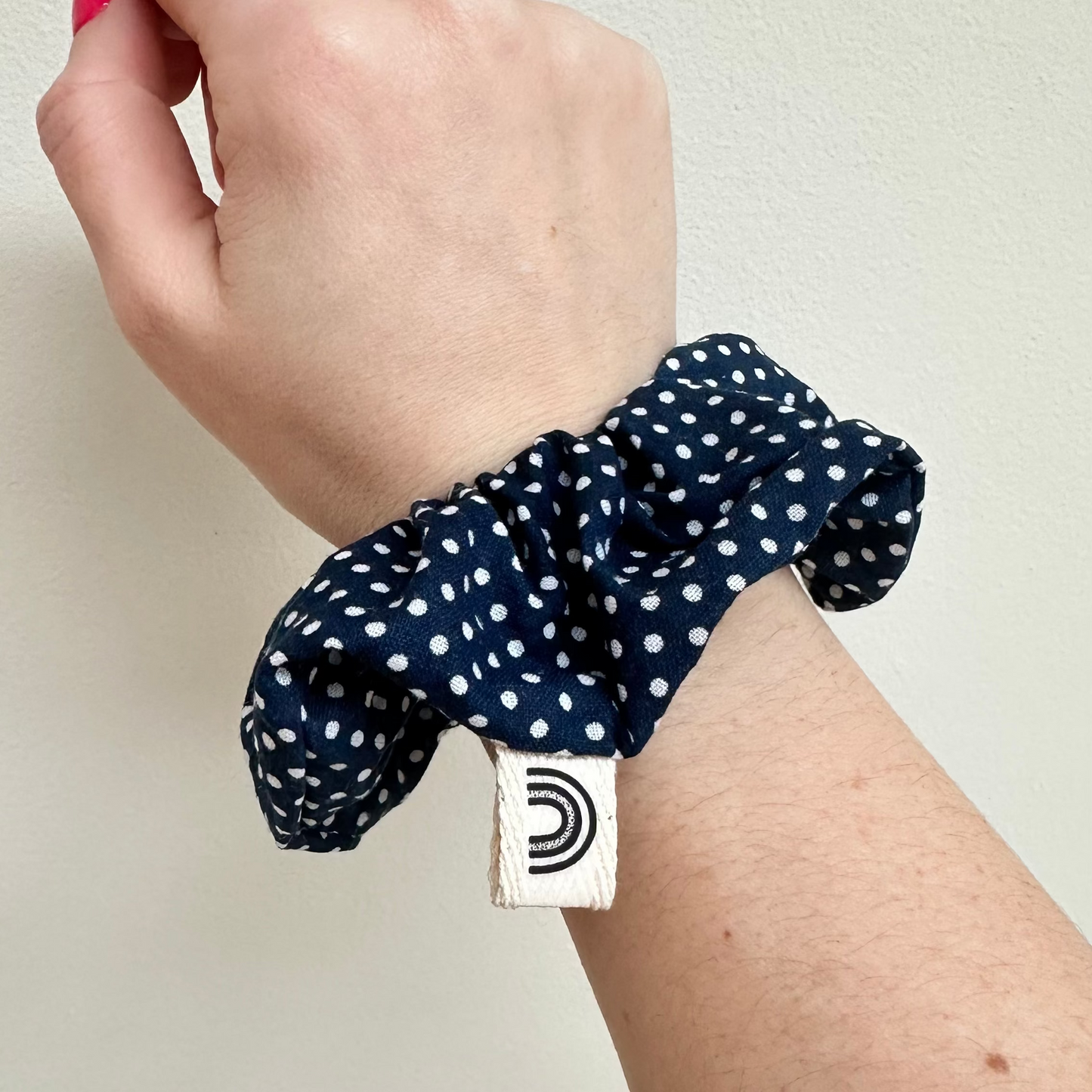 Scrunchie - Navy Blue Polka