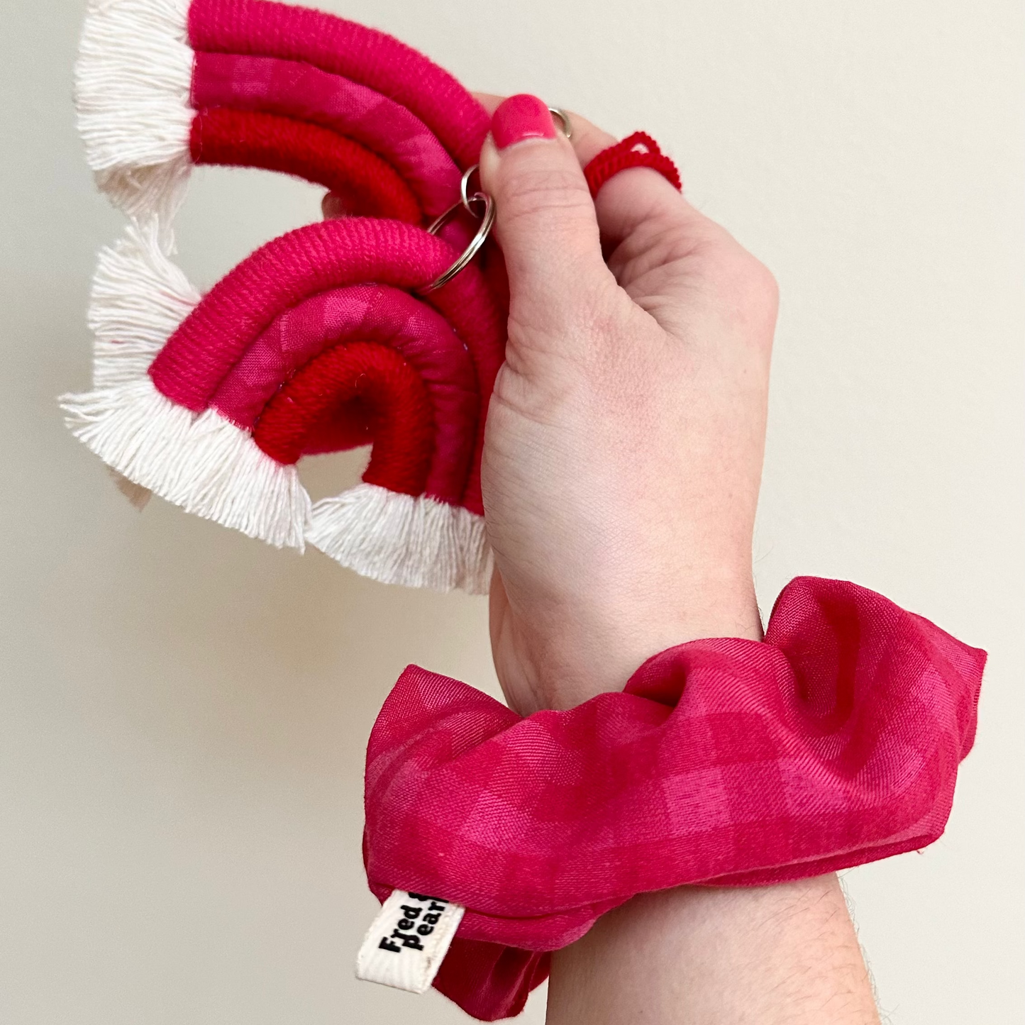 Scrunchie & Rainbow Set - Pink and Red Gingham